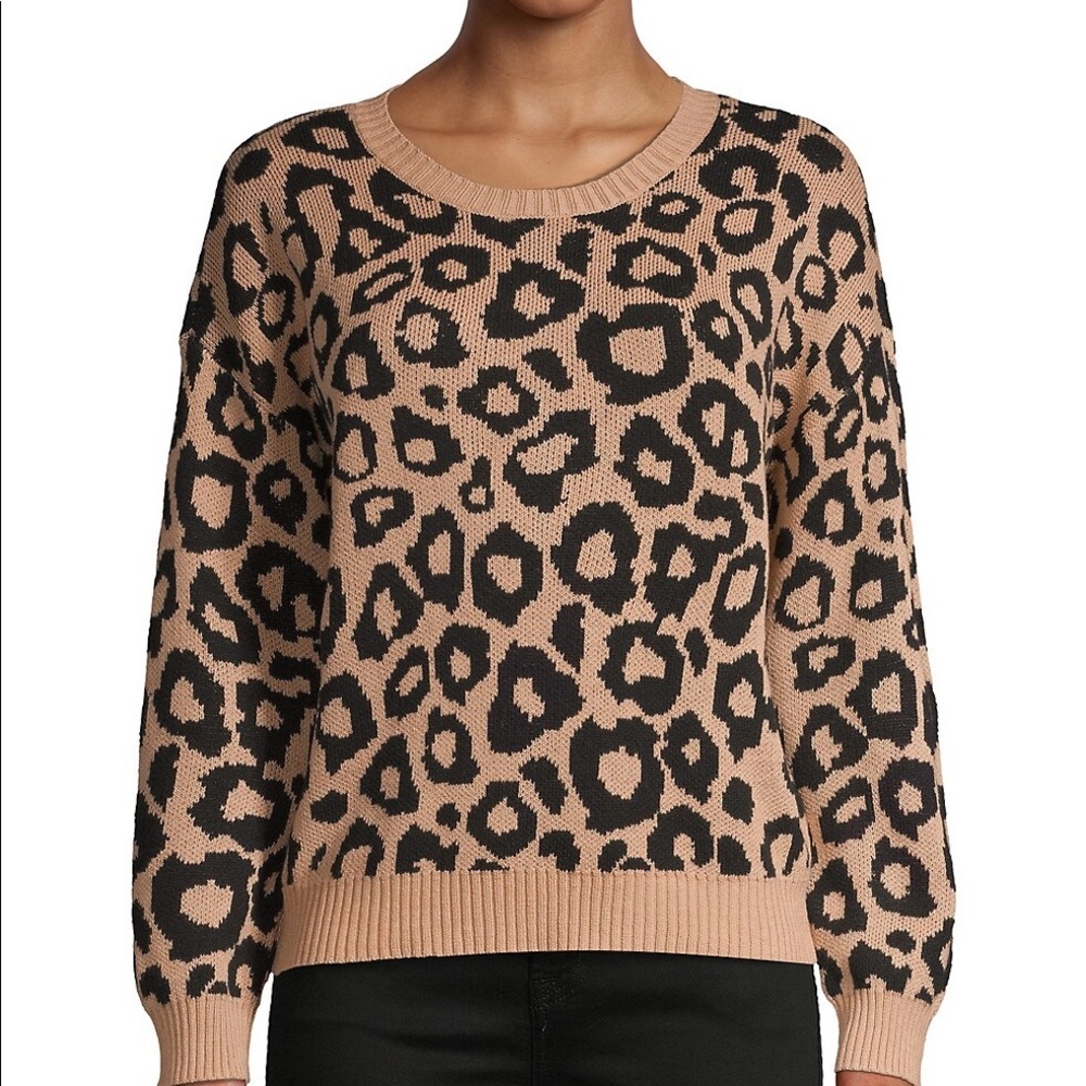 BCBG MAXAZRIA sweater animal-print cotton blend